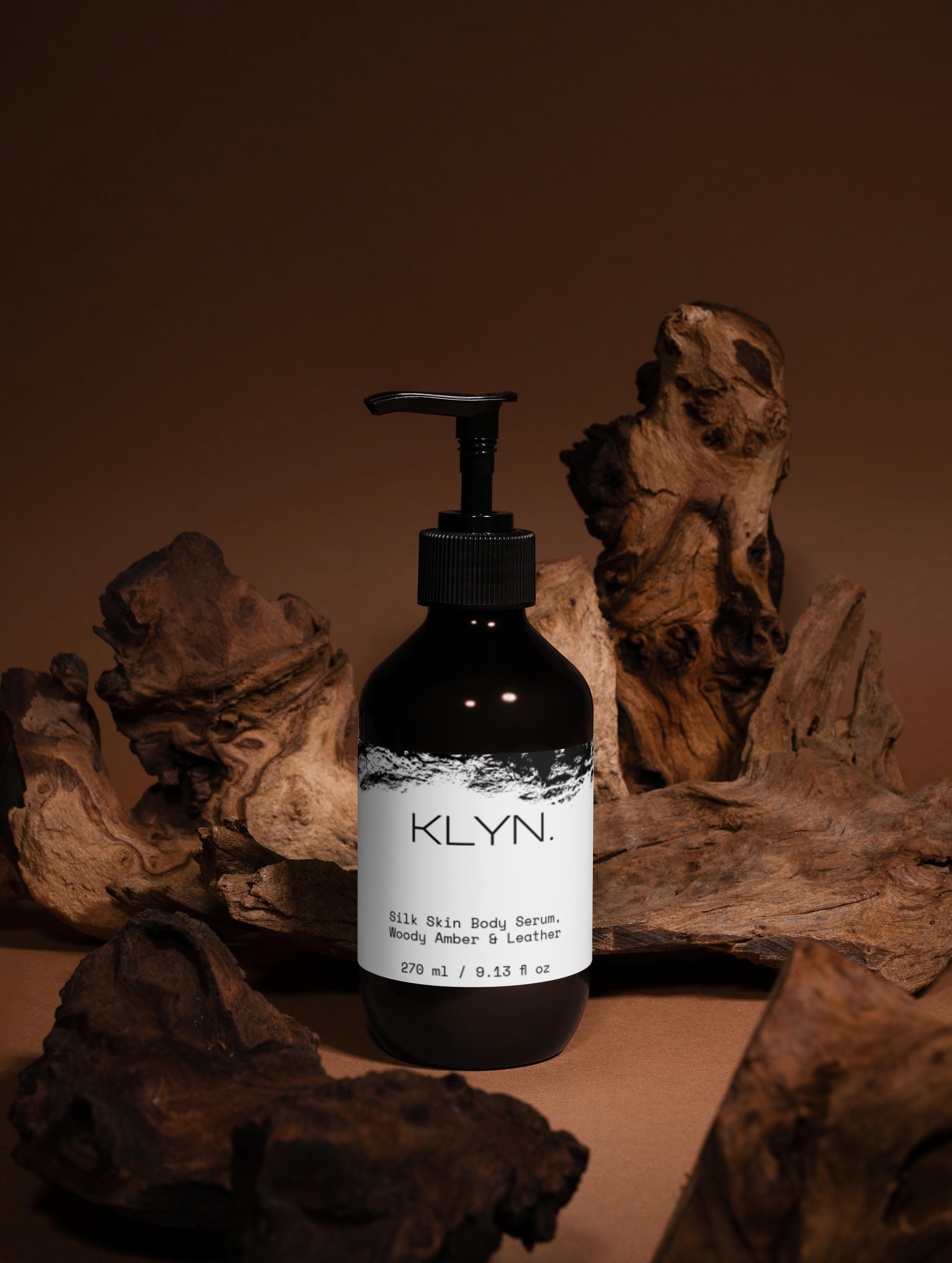 Silk Skin Body Serum, Woody Amber & Leather – KLYN Skin